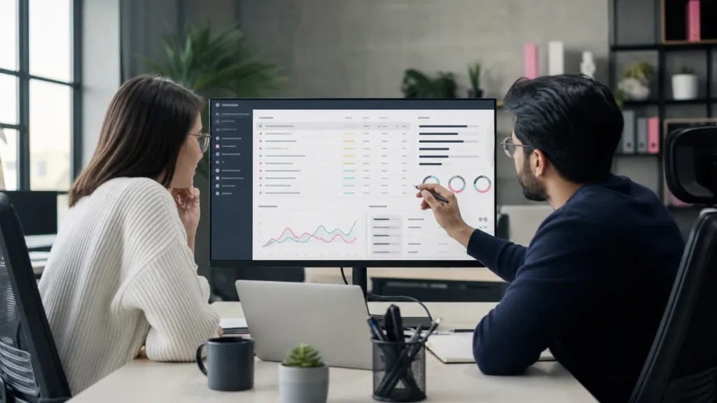 SEO strategists comparing ranking pages, referring domains, link quality, and a backlink campaign plan