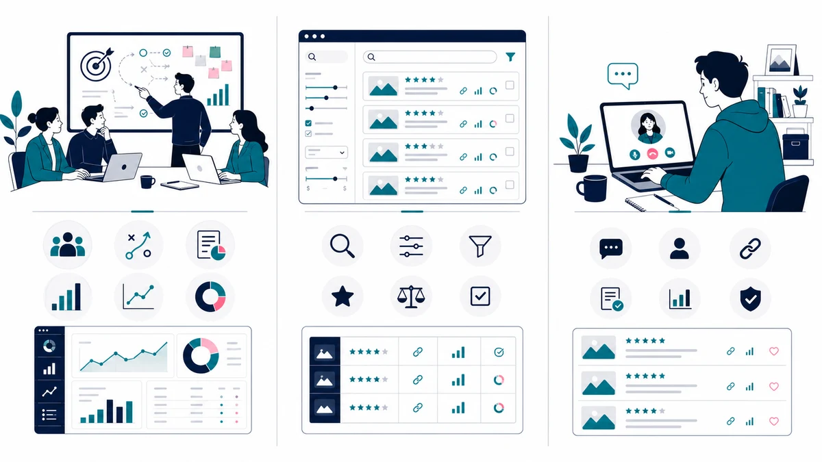 Comparison of link building agency, publisher marketplace, and freelancer service models