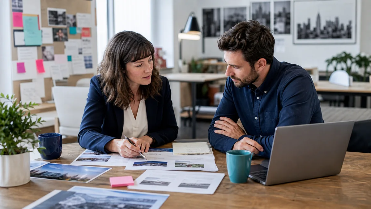 Local publication editor and business expert reviewing a city-specific guest article pitch