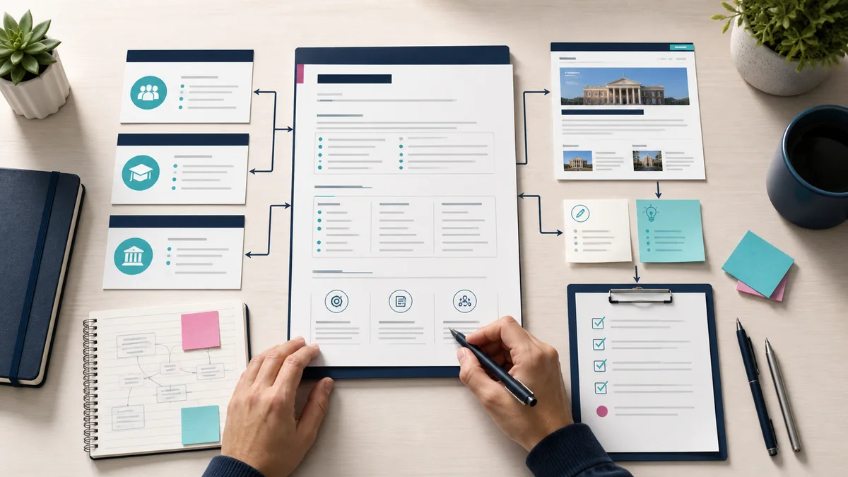 University guest post brief connecting audience, article topic, target page, and approval checklist