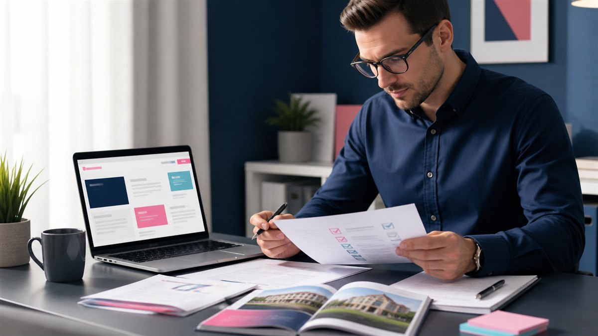 SEO strategist reviewing a university guest post campaign brief