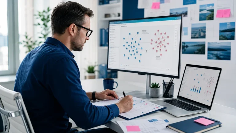 SEO strategist reviewing clean and risky backlink profiles before approving publishers