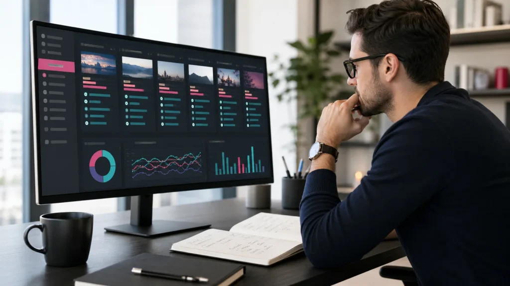 SEO strategist comparing publisher authority, organic traffic, backlink strength, and topical relevance