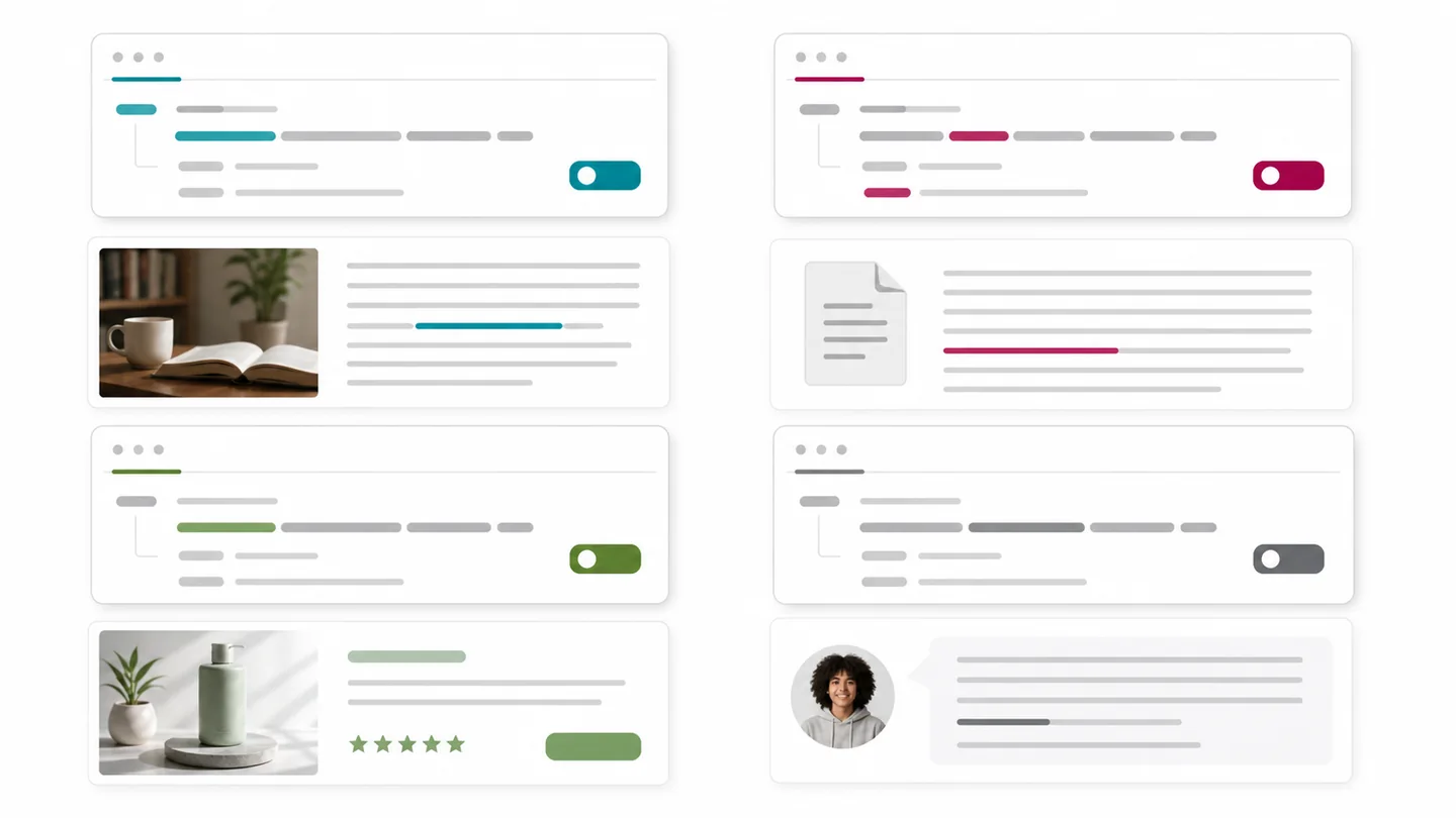 Visual comparison of standard followed, nofollow, sponsored, and user-generated-content link relationships