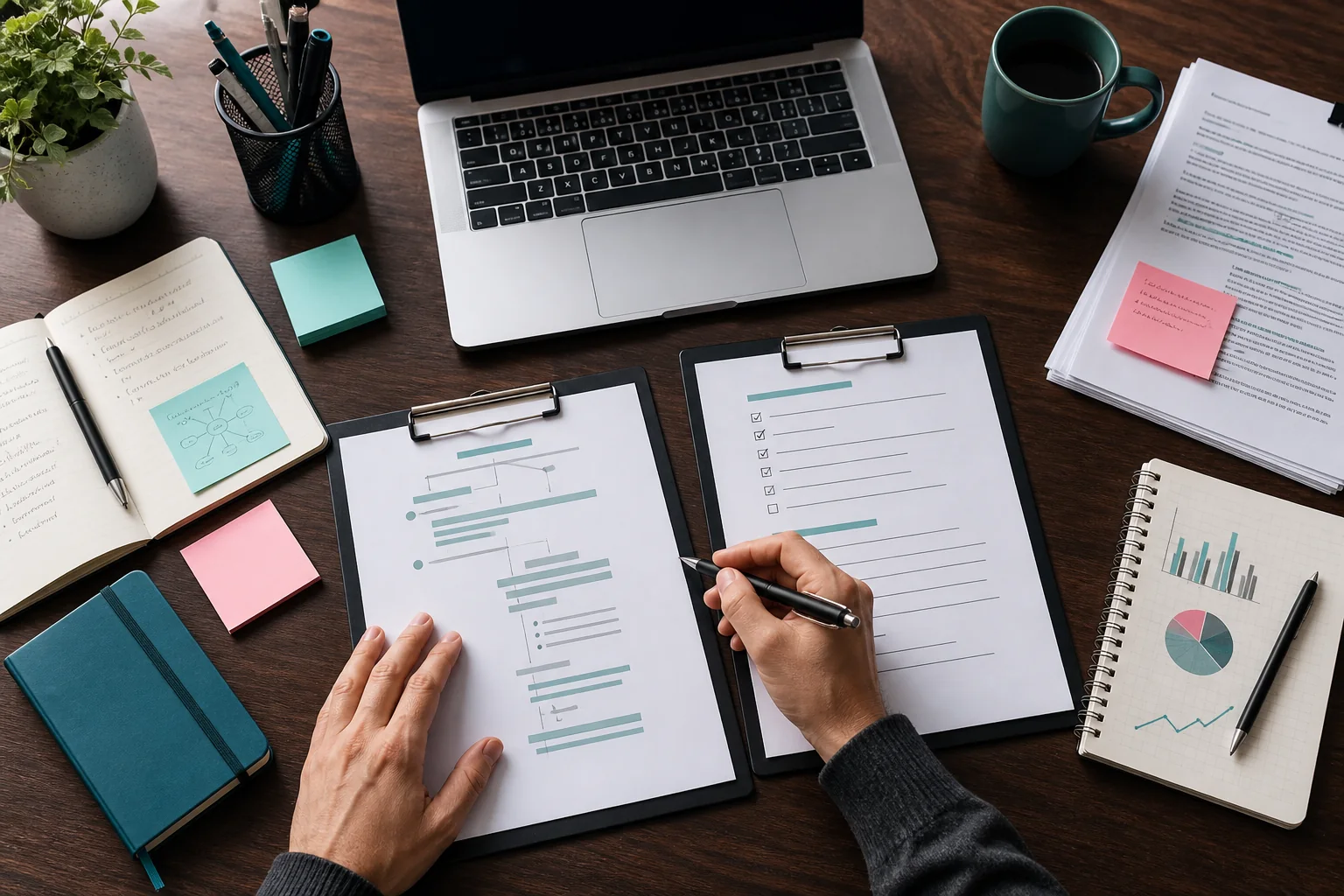 Editor reviewing a guest post outline and quality checklist