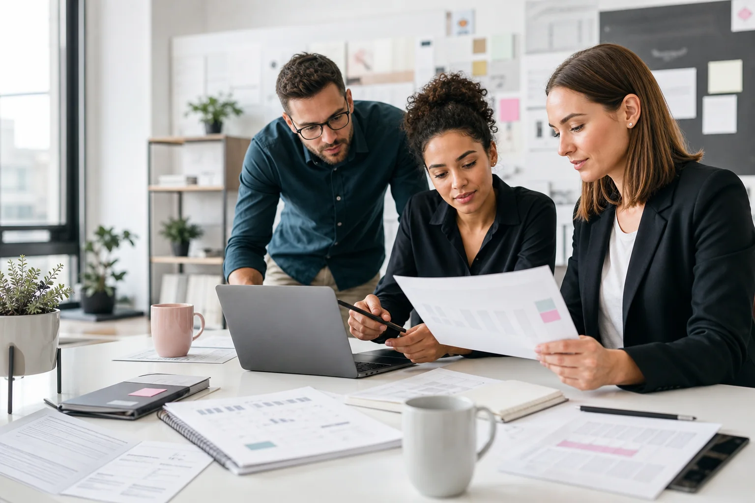Digital agency account team reviewing an unbranded link-building fulfillment plan