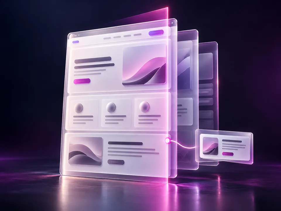 Conceptual illustration of a structured web page with connected content layers