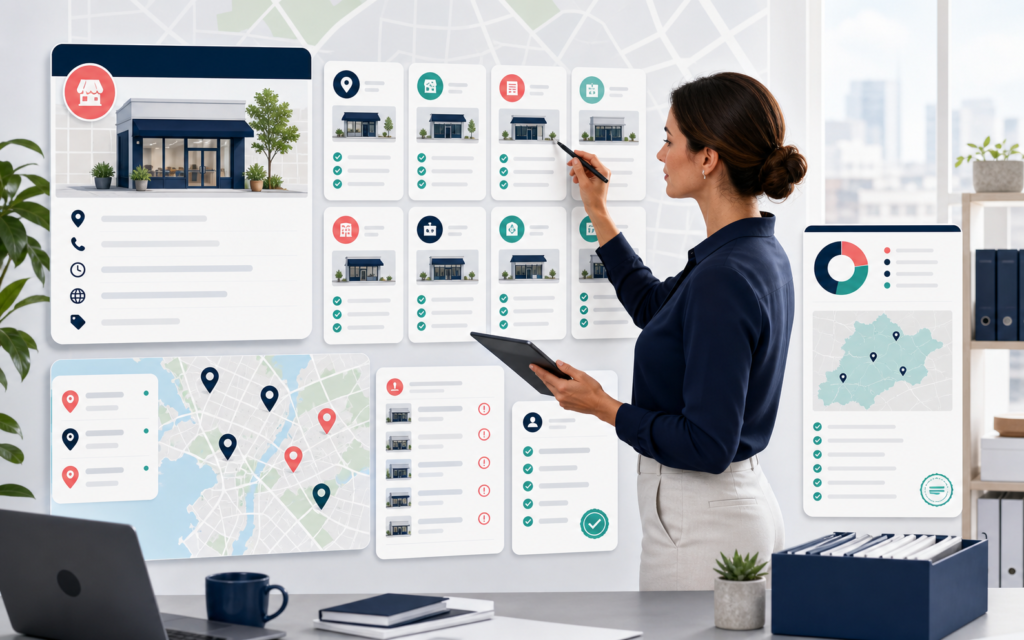 Local citation master business profile, duplicate review, and directory reporting